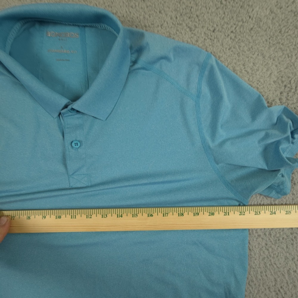 Bonobos Golf Polo Shirt Heather Blue‎ Mens Large Performance Stretch - Picture 8 of 11